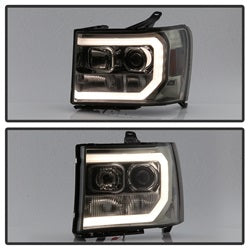 Spyder Signature GMC Sierra 1500/Sierra 2500 HD/Sierra 3500 HD 07-13 Version 2 Light Bar DRL LED Projector Headlights Smoke