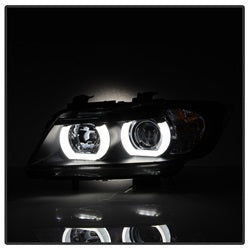 Spyder BMW E90 3-Series 06-08 4DR Version 2 Projector Headlights - HID model Non AFS Only - Light Bar DRL - Black