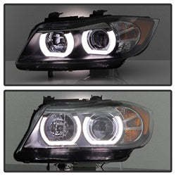 Spyder BMW E90 3-Series 06-08 4DR Version 2 Projector Headlights - HID model Non AFS Only - Light Bar DRL - Black