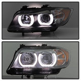 Spyder BMW E90 3-Series 06-08 4DR Version 2 Projector Headlights - HID model Non AFS Only - Light Bar DRL - Black