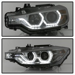 Spyder Signature BMW 320i/320i xDrive/328d/328d xDrive/328i/328i xDrive/335i/335i xDrive 12-14 Smoke DRL LED Projector Headlights