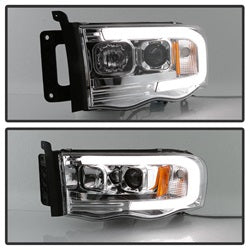 Spyder Signature Dodge Ram 1500/Ram 2500/Ram 3500 02-05 Light Bar DRL Projector Headlights Version 2 Chrome
