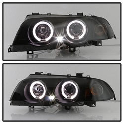 Spyder Signature BMW 320i/323i/325i/325xi/328i/330i/330xi 01 Amber Reflector Halo LED Projector Headlights Black Smoke