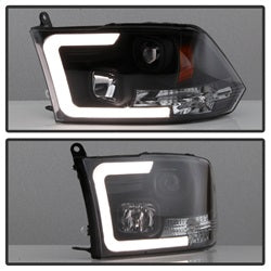 Spyder Dodge Ram 1500 09-18 / Ram 2500/3500 10-19 Version 2 Projector Headlights - Halogen Model Only - Light Bar DRL -  Black