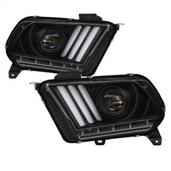 Spyder Ford Mustang 2010-2014 Halogen Model only (Does Not Fit HID Model) Light Bar Projector Headlights - LED Sequential Turn Signals - Black