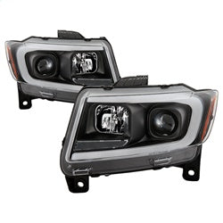 Spyder Signature Jeep Grand Cherokee 11-13 Black Light Bar Projector Headlights Halogen Models Only Will Not Fit Xenon/HID Model