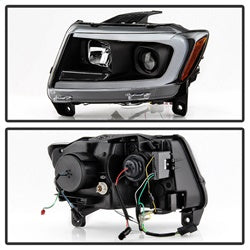 Spyder Signature Jeep Grand Cherokee 11-13 Black Light Bar Projector Headlights Halogen Models Only Will Not Fit Xenon/HID Model
