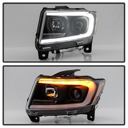 Spyder Signature Jeep Grand Cherokee 11-13 Black Light Bar Projector Headlights Halogen Models Only Will Not Fit Xenon/HID Model