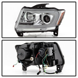 Spyder Signature Jeep Grand Cherokee 11-13 Chrome Light Bar Projector Headlights Halogen Models Only Will Not Fit Xenon/HID Model