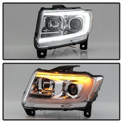 Spyder Signature Jeep Grand Cherokee 11-13 Chrome Light Bar Projector Headlights Halogen Models Only Will Not Fit Xenon/HID Model