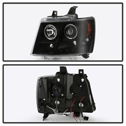 Spyder Signature Chevrolet Avalanche/Suburban 1500/Suburban 2500/Tahoe 07-13 Incl. High H1 And Low H1 Halo LED Projector Headlights Black