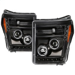Spyder Signature Ford F-250 Super Duty/F-350 Super Duty/F-450 Super Duty 11-16 DRL Halo LED Projector Headlights Incl. High H1 And Low 9006