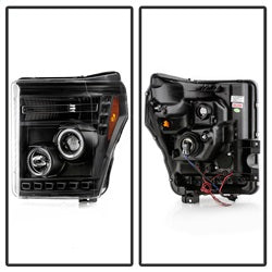 Spyder Signature Ford F-250 Super Duty/F-350 Super Duty/F-450 Super Duty 11-16 DRL Halo LED Projector Headlights Incl. High H1 And Low 9006