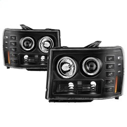 Spyder Signature GMC Sierra 1500/Sierra 2500 HD/Sierra 3500 HD 07-13 Incl. High H1 And Low H1 Halo LED Projector Headlights Black