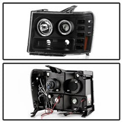 Spyder Signature GMC Sierra 1500/Sierra 2500 HD/Sierra 3500 HD 07-13 Incl. High H1 And Low H1 Halo LED Projector Headlights Black