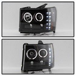 Spyder Signature GMC Sierra 1500/Sierra 2500 HD/Sierra 3500 HD 07-13 Incl. High H1 And Low H1 Halo LED Projector Headlights Black