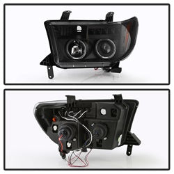Spyder Signature Toyota Sequoia/Tundra 08-13 Incl. High H1 And Low H1 Halo LED Projector Headlights Black