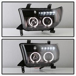 Spyder Signature Toyota Sequoia/Tundra 08-13 Incl. High H1 And Low H1 Halo LED Projector Headlights Black
