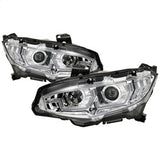 Spyder Signature Honda Civic 17-18 w/LED Sequential Turn Signal Lights Projector Headlights H1 Chrome