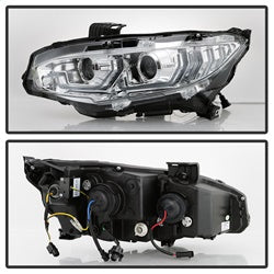 Spyder Signature Honda Civic 17-18 w/LED Sequential Turn Signal Lights Projector Headlights H1 Chrome