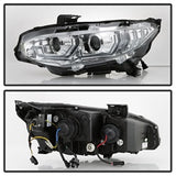 Spyder Signature Honda Civic 17-18 w/LED Sequential Turn Signal Lights Projector Headlights H1 Chrome
