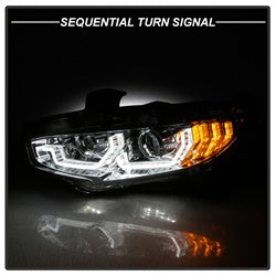 Spyder Signature Honda Civic 17-18 w/LED Sequential Turn Signal Lights Projector Headlights H1 Chrome