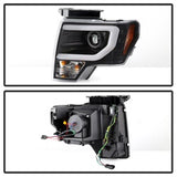 Spyder Ford F150 09-14 Projector Headlights - Halogen Model Only - Switch Back Turn Signal Light Bar - Black