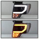 Spyder Ford F150 09-14 Projector Headlights - Halogen Model Only - Switch Back Turn Signal Light Bar - Black