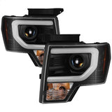 Spyder Ford F150 09-14 Projector Headlights - Halogen Model Only - Switch Back Turn Signal Light Bar - Black