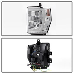 Spyder Signature Ford F-250 Super Duty/F-350 Super Duty/F-450 Super Duty 08-10 Version 2 Projector Headlights Chrome Incl. Low Beam-H7/High Beam-H1