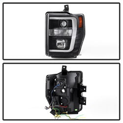 Spyder Signature Ford F-250 Super Duty/F-350 Super Duty/F-450 Super Duty 08-10 Version 2 Projector Headlights Black Incl. Low Beam-H7/High Beam-H1