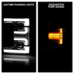 Spyder Signature Ford F-250 Super Duty/F-350 Super Duty/F-450 Super Duty 17-18 Incl. Low Beam-H7/High Beam-H1/Signal-LED Projector Headlights Chrome