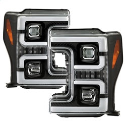 Spyder Signature Ford F-250 Super Duty/F-350 Super Duty/F-450 Super Duty 17-18 Incl. Low Beam-H7/High Beam-H1/Signal-LED Projector Headlights Black