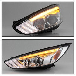 Spyder Signature Ford Focus 15-18 w/Sequential Turn Signal Projector Headlights Chrome Incl. Low Beam-H7/High Beam-H1/ Signal-LED