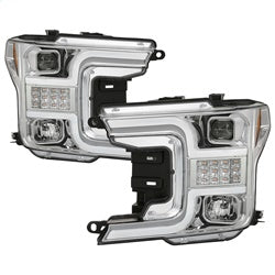 Spyder Ford F150 18-19 Halogen Model Only Projector Headlights - LED Sequential Turn Signal - Signal-LED - Chrome