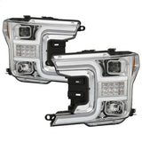 Spyder Ford F150 18-19 Halogen Model Only Projector Headlights - LED Sequential Turn Signal - Signal-LED - Chrome