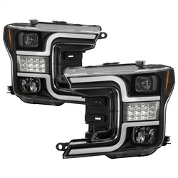 Spyder Ford F150 18-19 Halogen Model Only Projector Headlights - LED Sequential Turn Signal - Signal-LED - Black
