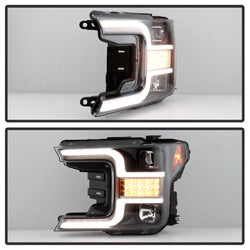 Spyder Ford F150 18-19 Halogen Model Only Projector Headlights - LED Sequential Turn Signal - Signal-LED - Black