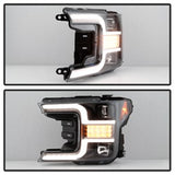 Spyder Ford F150 18-19 Halogen Model Only Projector Headlights - LED Sequential Turn Signal - Signal-LED - Black