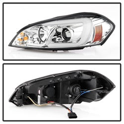 Spyder Signature Chevrolet Impala/Monte Carlo 06-13 Light Bar Projector Headlights Incl. Low Beam-1/High Beam-H1/Signal-7443NA Chrome
