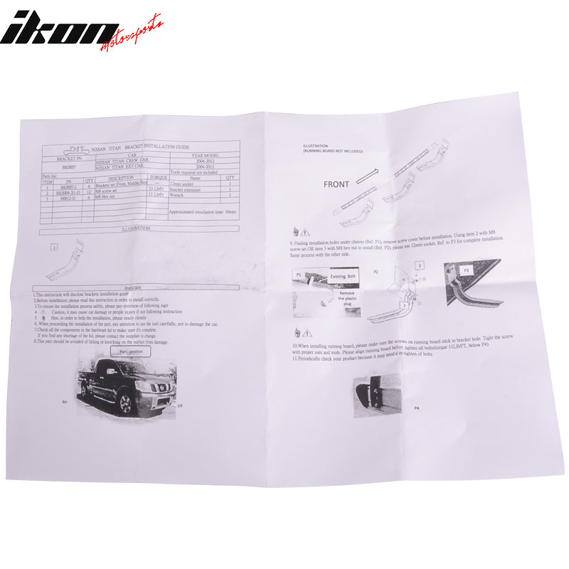 2004-2014 Nissan Titan Black Grey Running Board Bracket Aluminum