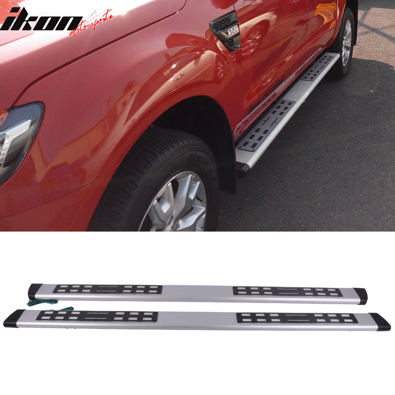 Fits 07-14 Sierra Double Cab Running Board White LED + Bracket