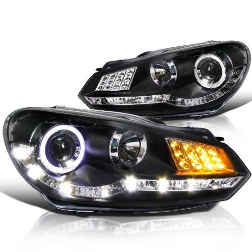 Spec-D Projector Headlights VW Golf MK6 [R8 Style LED] (2009-2012) Black or Chrome