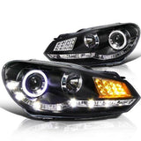 Spec-D Projector Headlights VW Golf MK6 [R8 Style LED] (2009-2012) Black or Chrome