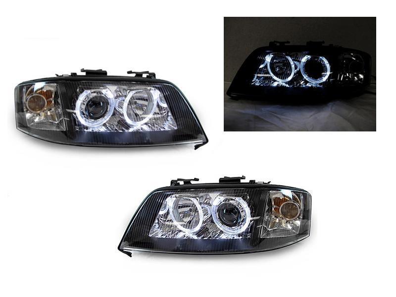 2002-2004 Audi A6 C5 D2S Black Angel Eye Projector Headlights