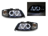 2002-2004 Audi A6 C5 D2S Black Angel Eye Projector Headlights