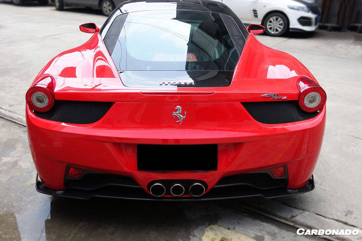 2010-2015 Ferrari Carbon Fiber Rear Lip Diffuser Carbonado (AV) Fits: 458 Italia and Spider