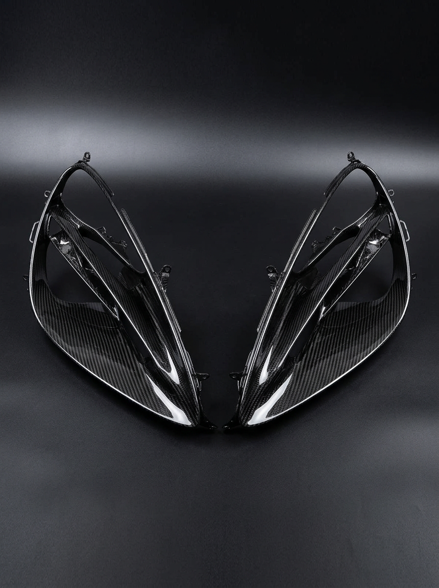 McLaren 720S Spider Dry Carbon Fiber Headlight Bezel Trim 2017 - 2019 Pair