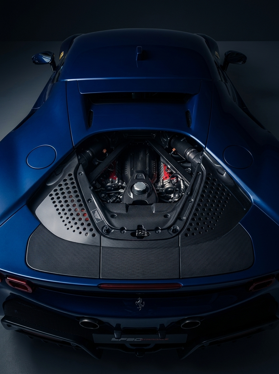 2019+ Ferrari SF90 OEM Style Bolt-On Engine Cover - Dry Carbon Fiber