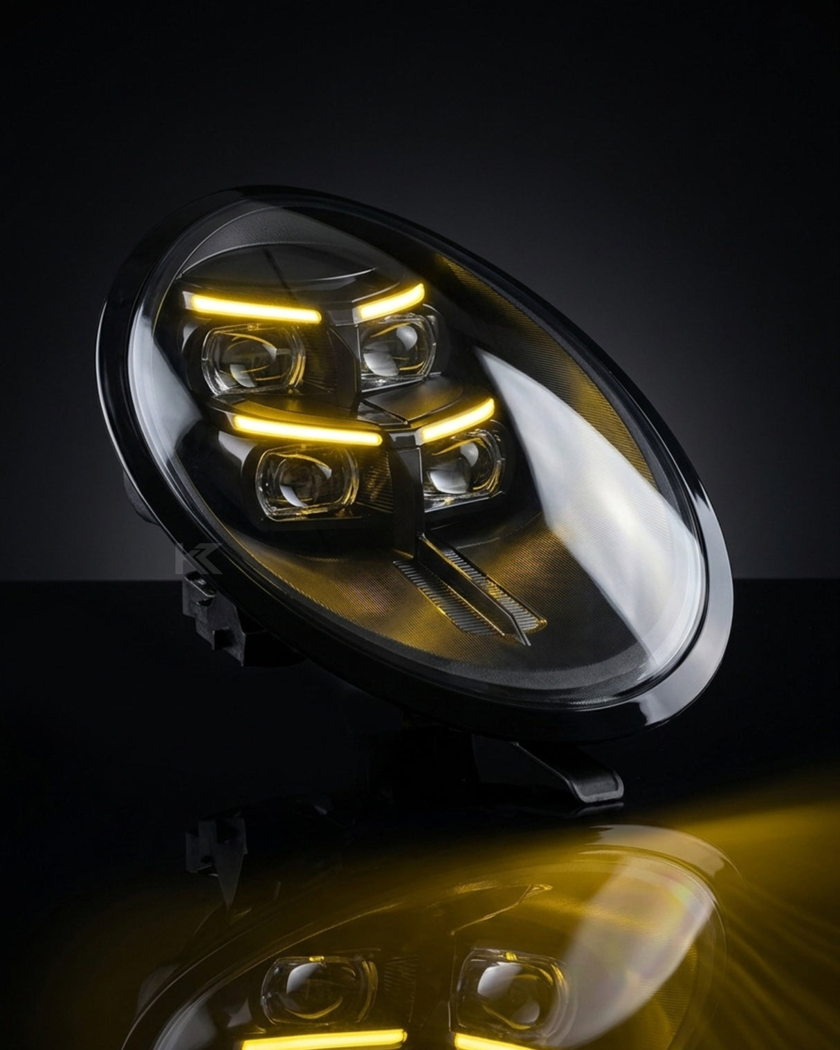 Porsche 991 911 Matrix LED Headlight Assembly with Dual DRL (Yellow / Smoke Base) 2013 - 2018 (Upgrade to 2025 911 Style / Replaces 99163113512)